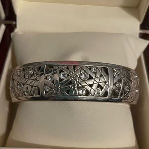 Brighton Cuff Bracelet Rhinestone Woven Detail with Hinge Opening